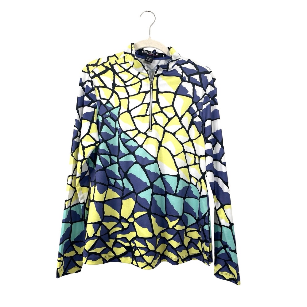 Jamie Sadock Simplicite printed quarter zip top Size S long sleeve geometric